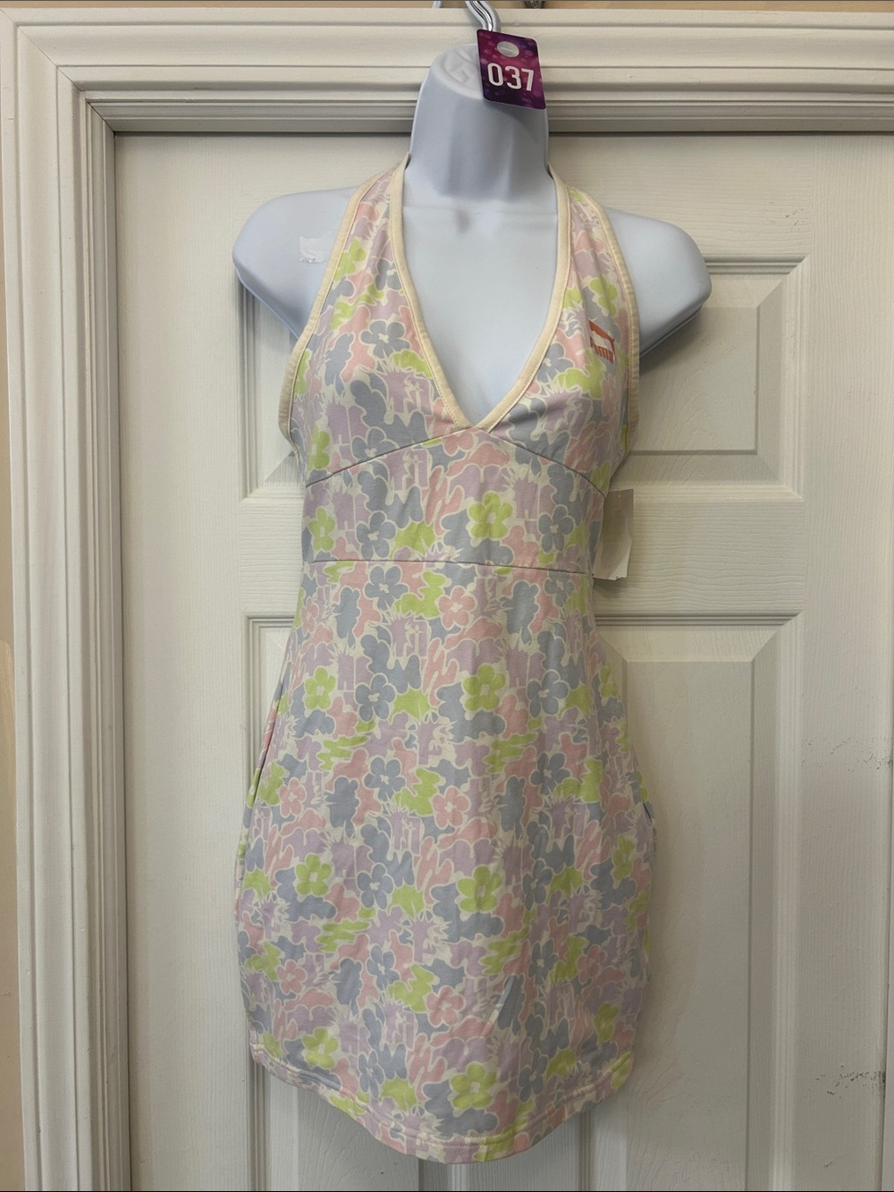 Puma Pastel Floral Halter Chemise in Pink, Green, Gray